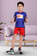 Clothe Funn Boys Fashion Printed Half Sleeve T-Shirt & Shorts Set, Royal/Red
Half Sleeve T-Shirt & Shorts