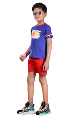Clothe Funn Boys Fashion Printed Half Sleeve T-Shirt & Shorts Set, Royal/Red
Half Sleeve T-Shirt & Shorts