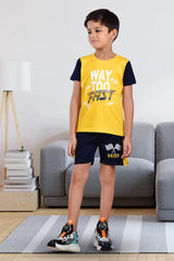 Clothe Funn Boys Fast Printed Half Sleeve T-Shirt & Shorts Set, Gold/Navy
Half Sleeve T-Shirt & Shorts