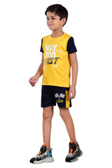 Clothe Funn Boys Fast Printed Half Sleeve T-Shirt & Shorts Set, Gold/Navy
Half Sleeve T-Shirt & Shorts