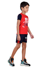 Clothe Funn Boys Fast Printed Half Sleeve T-Shirt & Shorts Set, Red/Navy
Half Sleeve T-Shirt & Shorts