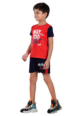 Clothe Funn Boys Fast Printed Half Sleeve T-Shirt & Shorts Set, Red/Navy
Half Sleeve T-Shirt & Shorts