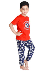 Clothe Funn Boys Football Printed Half Sleeve T-Shirt & Pant Set,Red/Navy
Half Sleeve T-Shirt & Pant