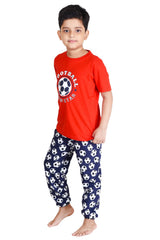 Clothe Funn Boys Football Printed Half Sleeve T-Shirt & Pant Set,Red/Navy
Half Sleeve T-Shirt & Pant