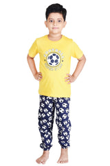 Clothe Funn Boys Football Printed Half Sleeve T-Shirt & Pant Set, Yellow/Navy
Half Sleeve T-Shirt & Pant