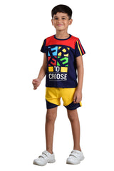 Clothe Funn Boys Free Printed Half Sleeve T-Shirt & Shorts Set, Navy/Gold
Half Sleeve T-Shirt & Shorts