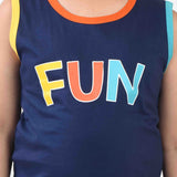 Clothe Funn Boys Fun Printed Sleeveless T-Shirt & Shorts Set, Navy/Yellow
Sleeveless T-Shirt & Shorts