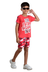 Clothe Funn Boys Future Printed Half Sleeve T-Shirt & Shorts Set, Coral/Military
Half Sleeve T-Shirt & Shorts