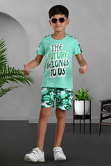 Clothe Funn Boys Future Printed Half Sleeve T-Shirt & Shorts Set, Sea Green/Military
Half Sleeve T-Shirt & Shorts