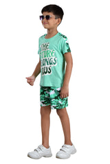 Clothe Funn Boys Future Printed Half Sleeve T-Shirt & Shorts Set, Sea Green/Military
Half Sleeve T-Shirt & Shorts