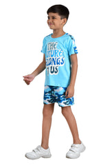 Clothe Funn Boys Future Printed Half Sleeve T-Shirt & Shorts Set, T.Blue/Military
Half Sleeve T-Shirt & Shorts