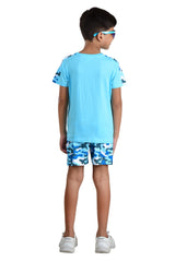 Clothe Funn Boys Future Printed Half Sleeve T-Shirt & Shorts Set, T.Blue/Military
Half Sleeve T-Shirt & Shorts