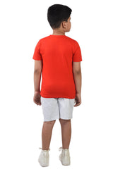 Clothe Funn Boys Game Printed Half Sleeve T-Shirt & Shorts Set, Red/Ecru Melange
Half Sleeve T-Shirt & Shorts
