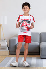 Clothe Funn Boys Gamer Printed Half Sleeve T-Shirt & Shorts Set, White/Red
Half Sleeve T-Shirt & Shorts