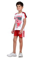 Clothe Funn Boys Gamer Printed Half Sleeve T-Shirt & Shorts Set, White/Red
Half Sleeve T-Shirt & Shorts
