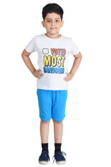 Clothe Funn Boys Handsome Printed Half Sleeve T-Shirt & Shorts Set, Ecru/T.Blue
Half Sleeve T-Shirt & Shorts