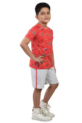 Clothe Funn Boys Hawaii Printed Half Sleeve T-Shirt & Shorts Set, Coral/Ecru Mel
Half Sleeve T-Shirt & Shorts