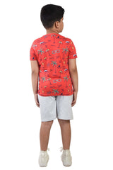 Clothe Funn Boys Hawaii Printed Half Sleeve T-Shirt & Shorts Set, Coral/Ecru Mel
Half Sleeve T-Shirt & Shorts