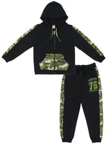 Clothe Funn Boys Camouflage Printed Full Sleeve Jacket & Track Pant Set, Black
Full Sleeve Jacket & Track Pant