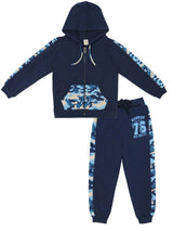 Clothe Funn Boys Camouflage Printed Full Sleeve Jacket & Track Pant Set, Navy
Full Sleeve Jacket & Track Pant