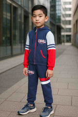 Clothe Funn Boys Cool Printed Full Sleeve Jacket & Track Pant Set, Navy/Red
Full Sleeve Jacket & Track Pant 