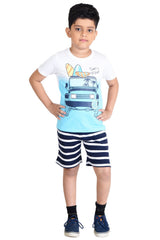 Clothe Funn Boys Jeep Printed Half Sleeve T-Shirt & Shorts Set, White/Stripes
Half Sleeve T-Shirt & Shorts