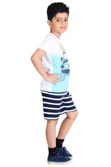 Clothe Funn Boys Jeep Printed Half Sleeve T-Shirt & Shorts Set, White/Stripes
Half Sleeve T-Shirt & Shorts