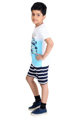 Clothe Funn Boys Jeep Printed Half Sleeve T-Shirt & Shorts Set, White/Stripes
Half Sleeve T-Shirt & Shorts