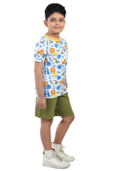 Clothe Funn Boys Jungle Printed Half Sleeve T-Shirt & Shorts Set, Off-White/Olive
Half Sleeve T-Shirt & Shorts