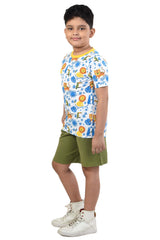 Clothe Funn Boys Jungle Printed Half Sleeve T-Shirt & Shorts Set, Off-White/Olive
Half Sleeve T-Shirt & Shorts