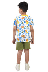 Clothe Funn Boys Jungle Printed Half Sleeve T-Shirt & Shorts Set, Off-White/Olive
Half Sleeve T-Shirt & Shorts