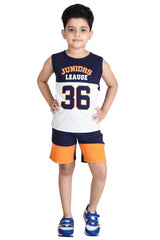 Clothe Funn Boys Junior Printed Sleeveless T-Shirt & Shorts Set, Navy/Orange
Half Sleeve T-Shirt & Shorts