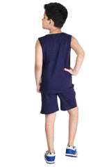 Clothe Funn Boys Junior Printed Sleeveless T-Shirt & Shorts Set, Navy/Orange
Half Sleeve T-Shirt & Shorts