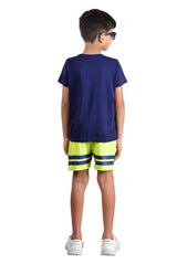 Clothe Funn Boys Lazy Printed Half Sleeve T-Shirt & Shorts Set, Navy/Acid Green
Half Sleeve T-Shirt & Shorts