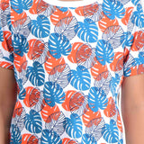 Clothe Funn Boys Leaf Printed Half Sleeve T-Shirt & Shorts Set, White AOP/Teal
Half Sleeve T-Shirt & Shorts