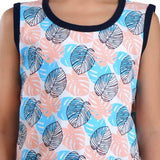 Clothe Funn Boys Leaf Printed Sleeveless T-Shirt & Shorts Set, T.Blue/Navy
Sleeveless T-Shirt & Shorts