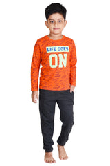 Clothe Funn Boys Life Printed Full Sleeve T-Shirt & Pant Set, Orange/Anthra
Full Sleeve T-Shirt & Pant