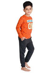 Clothe Funn Boys Life Printed Full Sleeve T-Shirt & Pant Set, Orange/Anthra
Full Sleeve T-Shirt & Pant