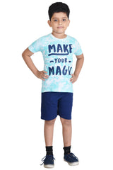 Clothe Funn Boys Magic Printed Half Sleeve T-Shirt & Shorts Set, White/Navy
Half Sleeve T-Shirt & Shorts
