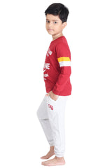 Clothe Funn Boys Marine Printed Full Sleeve T-Shirt & Pant Set, Maroon/Ecru
Full Sleeve T-Shirt & Pant