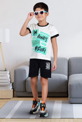 Clothe Funn Boys Mischief Printed Half Sleeve T-Shirt & Shorts Set, Off-White/Black
Half Sleeve T-Shirt & Shorts