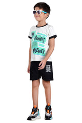 Clothe Funn Boys Mischief Printed Half Sleeve T-Shirt & Shorts Set, Off-White/Black
Half Sleeve T-Shirt & Shorts