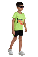 Clothe Funn Boys Motivation Printed Half Sleeve T-Shirt & Shorts Set, Neon Green/Black
Half Sleeve T-Shirt & Shorts