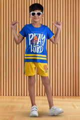 Clothe Funn Boys Net Printed Half Sleeve T-Shirt & Shorts Set, Royal/Gold
Half Sleeve T-Shirt & Shorts