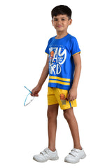 Clothe Funn Boys Net Printed Half Sleeve T-Shirt & Shorts Set, Royal/Gold
Half Sleeve T-Shirt & Shorts
