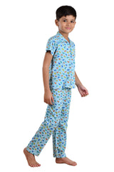 Clothe Funn Boys Paper Plane Printed Night Suit, T.Blue
Half Sleeve Shirt & Full Pant