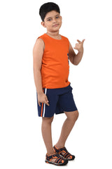Clothe Funn Boys Play Printed Sleeveless T-Shirt & Shorts Set, Vermilion/Navy
Sleeveless T-Shirt & Shorts