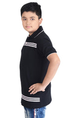 Clothe Funn Boys Striped Printed Polo T-Shirt, Black
Half Sleeve T-Shirt