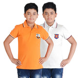 Clothe Funn Boys Embroidered Logo  Polo T-Shirt, Combo 8:- Orange & Ecru (Pack of 2)
Half Sleeve T-Shirts