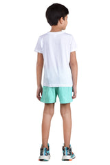 Clothe Funn Boys Printed Half Sleeve T-Shirt & Shorts Set, White/Mint
Half Sleeve T-Shirt & Shorts